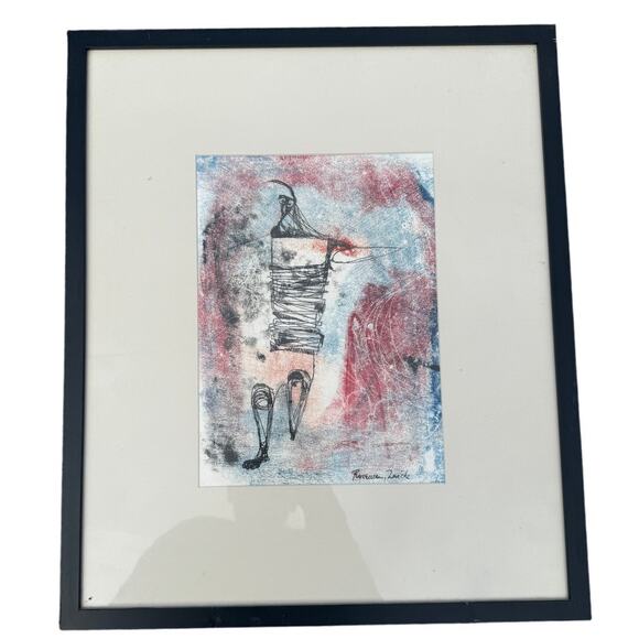 Unbranded Other - 🎨 Rosemary Zwick Signed Abstract Mixed Media Print Framed Vintage Modern